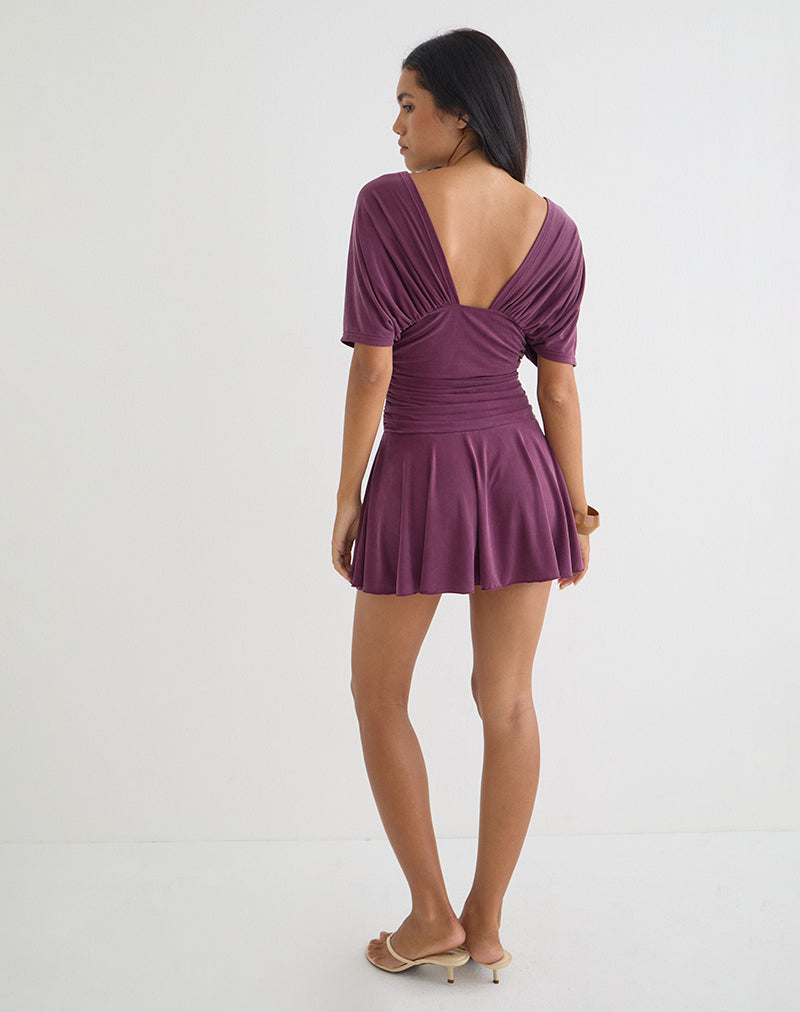 Image of Sunmi Mini Dress in Cupro Deep Purple