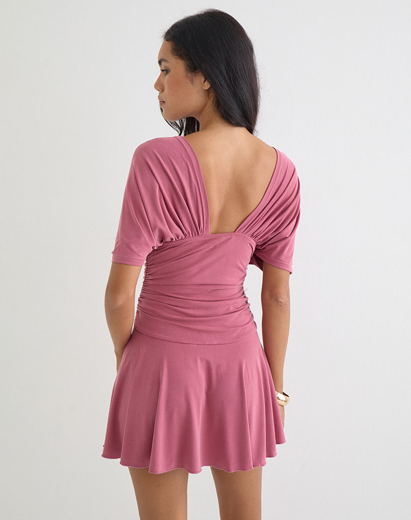 Image of Sunmi Mini Dress in Cupro Raspberry