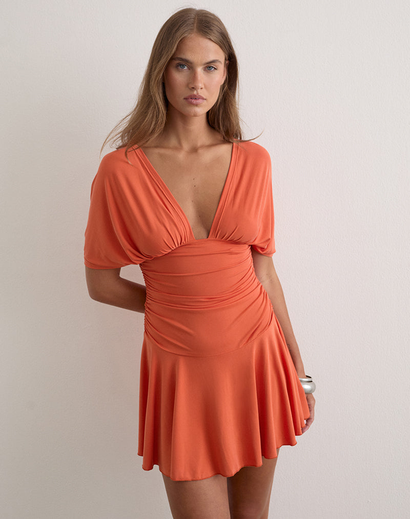 Image of Sunmi Mini Dress in Cupro Tangerine