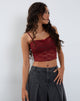 Image of Halusi Unlined Lace Cami Top in Maroon