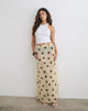Image of Surina Maxi Skirt in Yellow with Irregular Polka Brown
