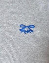 Grey Marl with Cobalt Blue Bow Embroidery