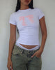 Image of Sutin Tee in White with Pink Bow Print