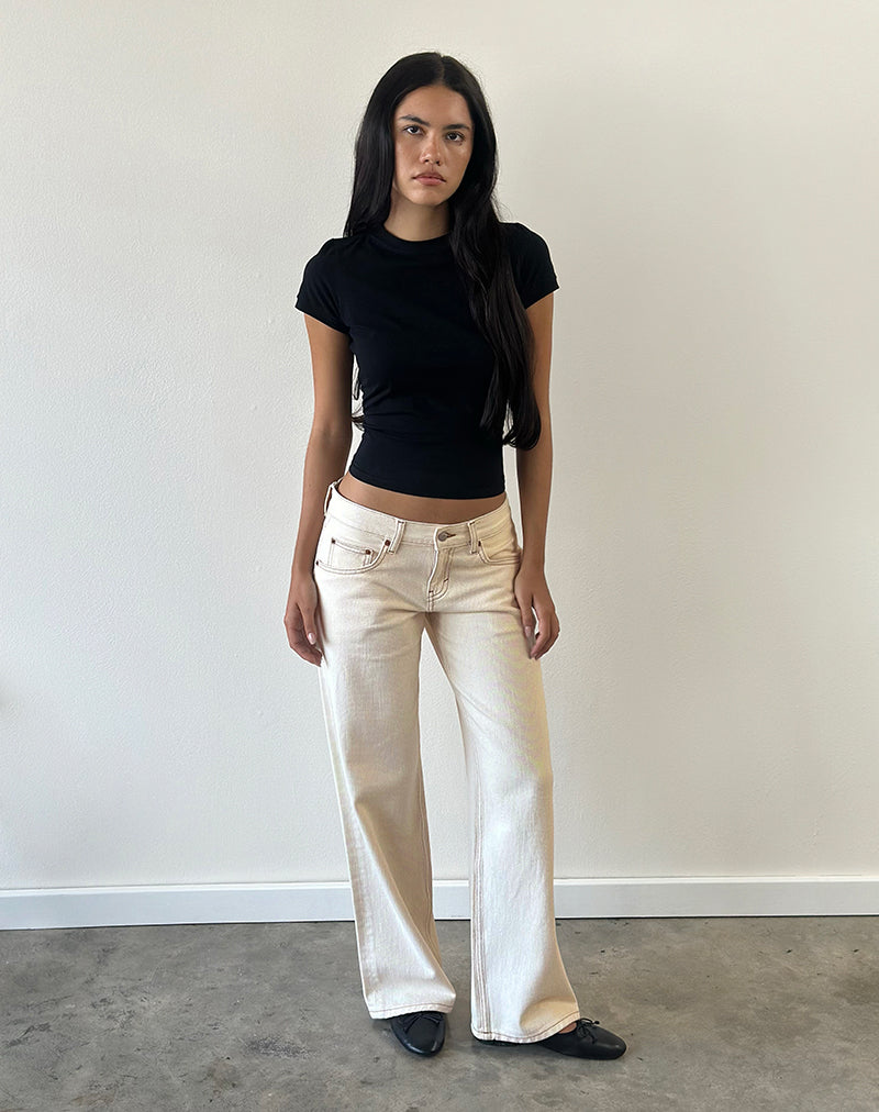 Low Rise Parallel Jeans in Off White