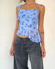 Image of Syahdu Asymmetric Top in Inky Blue Floral Mesh