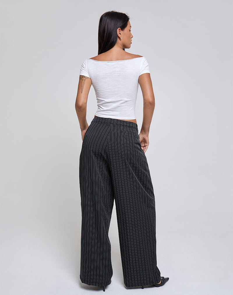 Image of Syra Pleated Trousers in Pinstripe Black