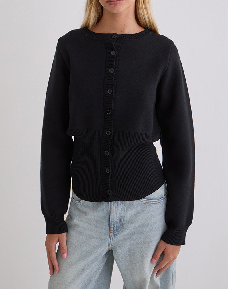 Subra Long Sleeve Cardigan in Black