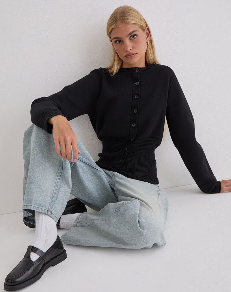 Image of Subra Long Sleeve Cardigan in Black