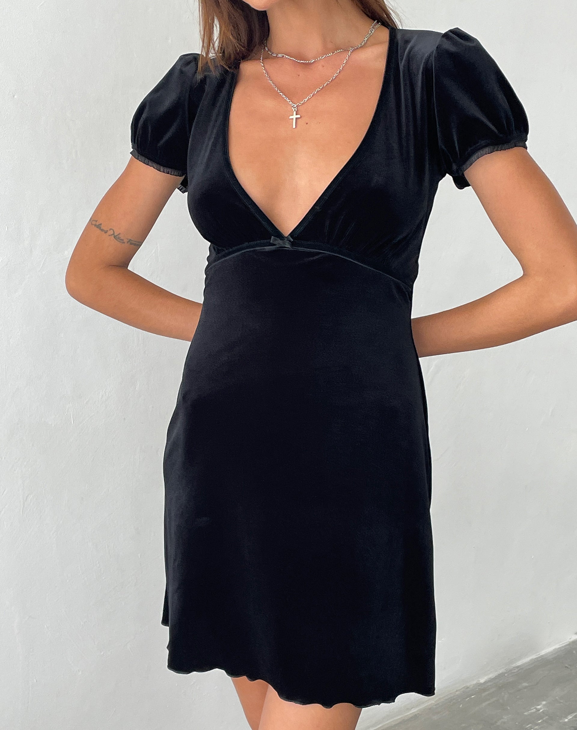 Image of Tabitha Mini Dress in Black Velvet