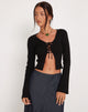 Image of Teagan Lace Up Cropped Cardi in Black