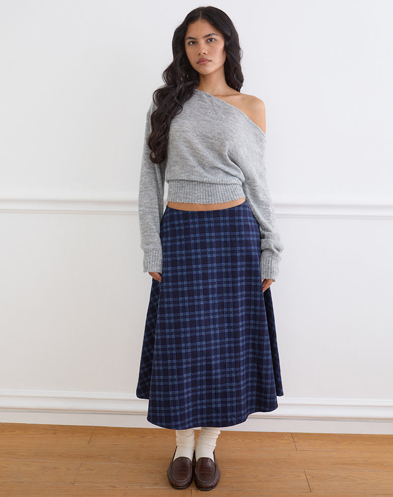 Image of Takika Midi Skirt in Midnight Blue Check