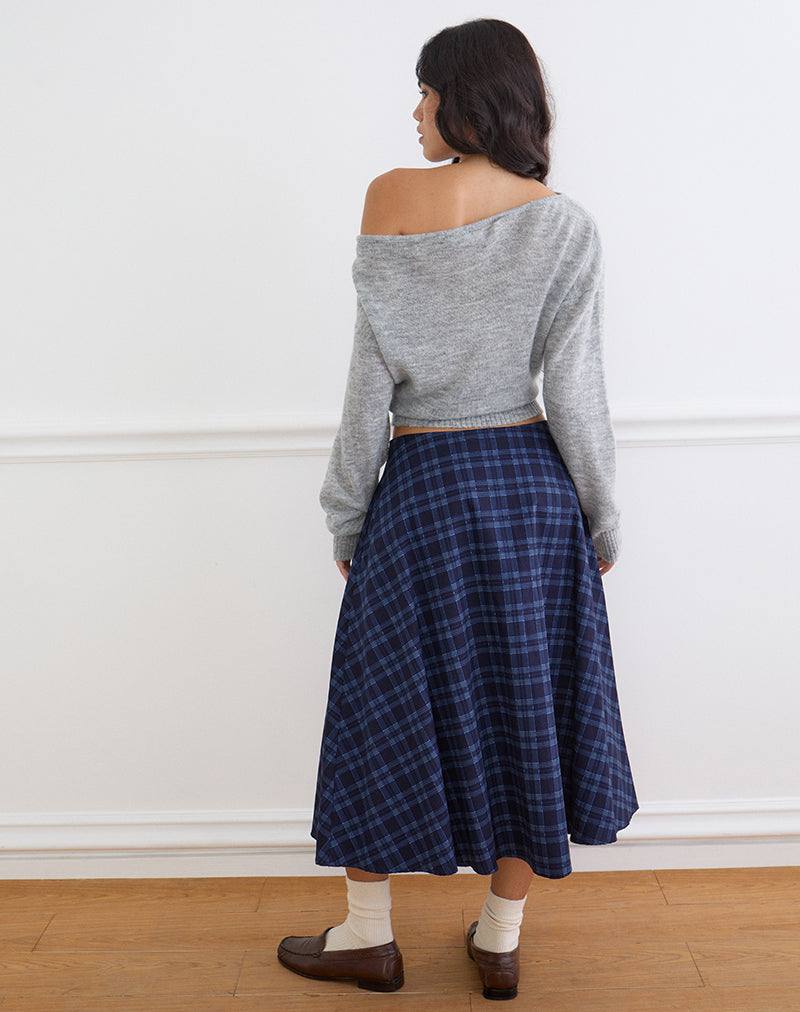 Image of Takika Midi Skirt in Midnight Blue Check