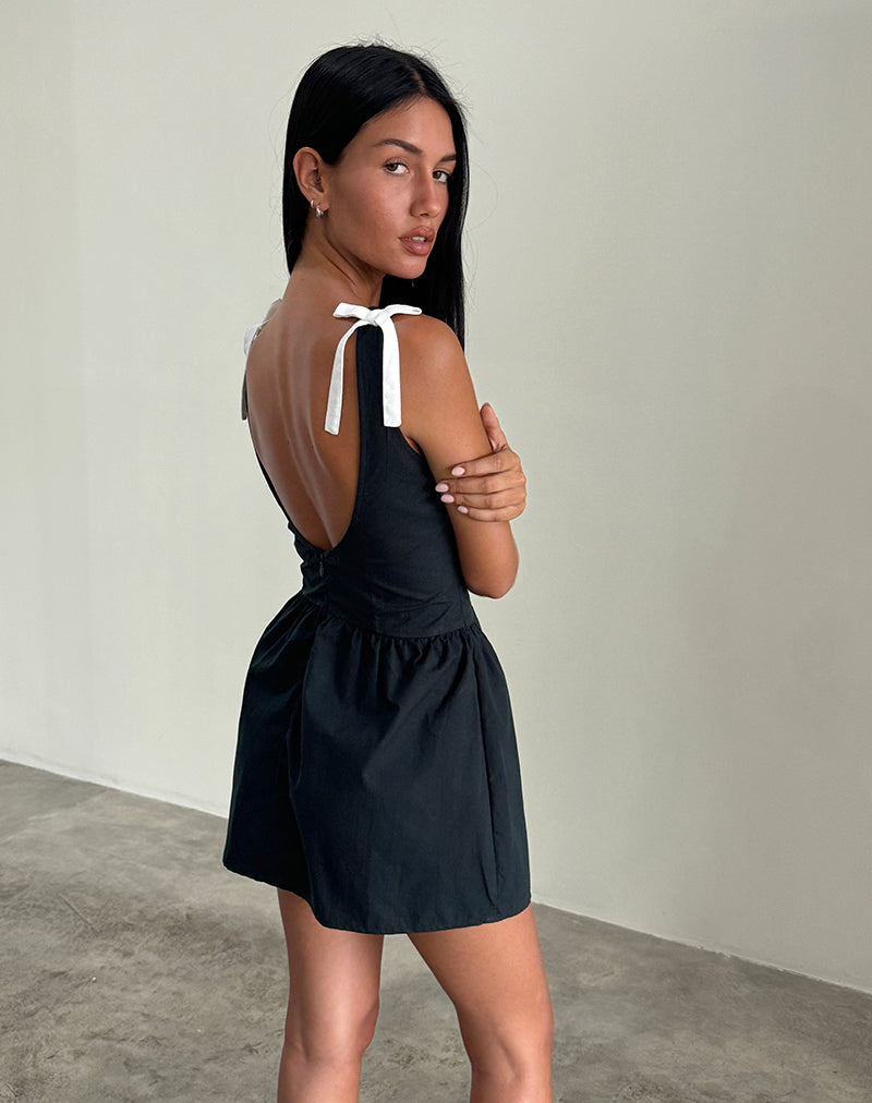 Image of Taleshi Mini Dress in Black with Tap Shoe Off White Bows