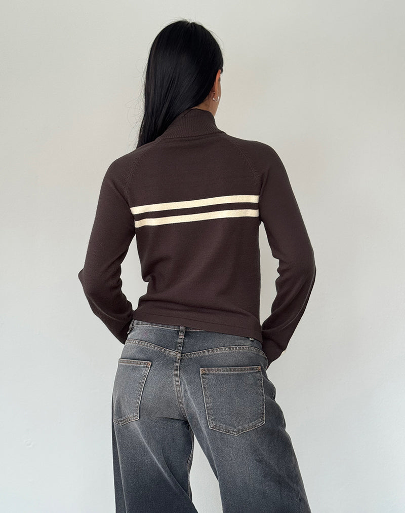 Image of Talisa Sporty Zip Through Jacket in Brown
