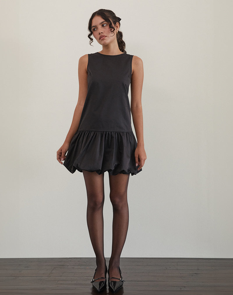 Tamilo Bubble Hem Mini Dress in Black