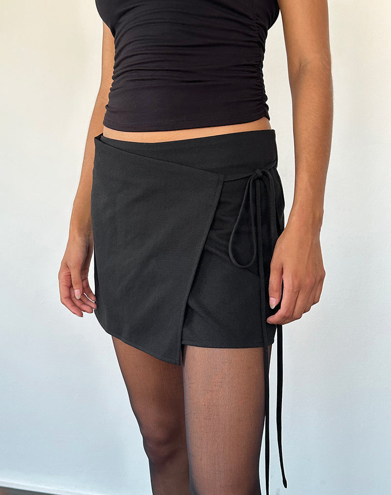 Image of Tanix Wrap Skirt in Tailoring Black