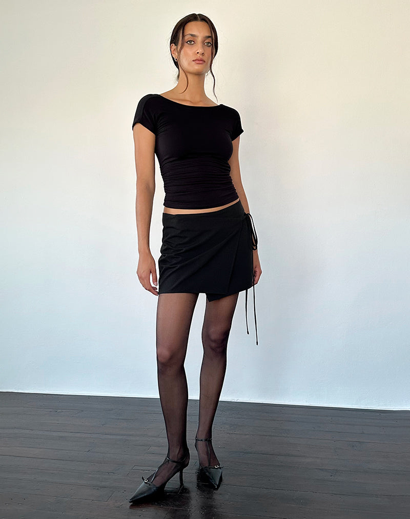 Image of Tanix Wrap Skirt in Tailoring Black