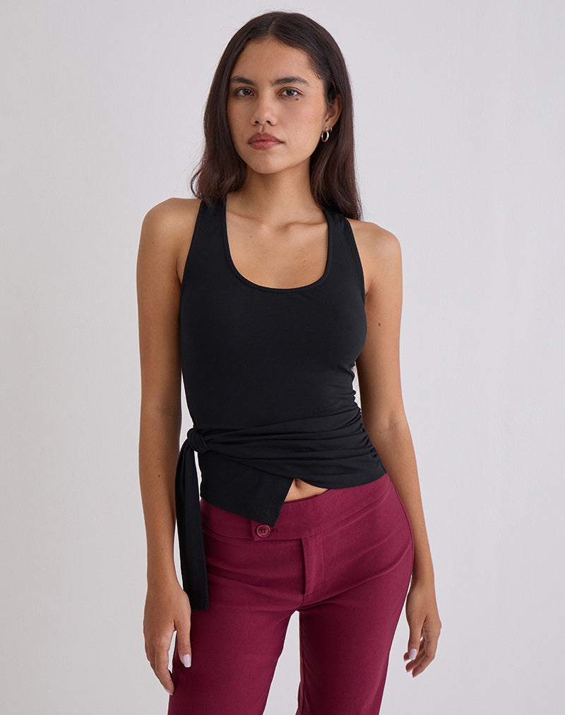 Tanzy Tie Top in Jersey Black