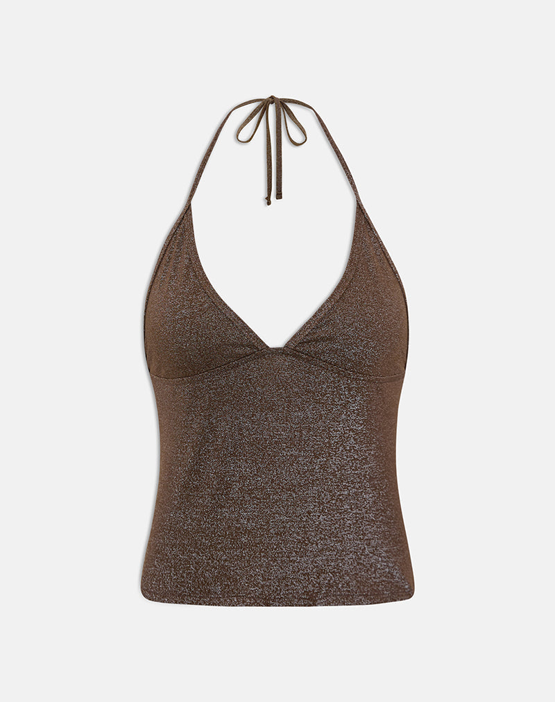 Image of Tarikh Swim Tank Top in Shimmer Brown