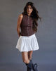 Image of Tarni Highneck Fold Over Tank Top in Brown