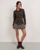 Image of Tarsi Fitted Shirt in Mono Pinstripe Chocolate