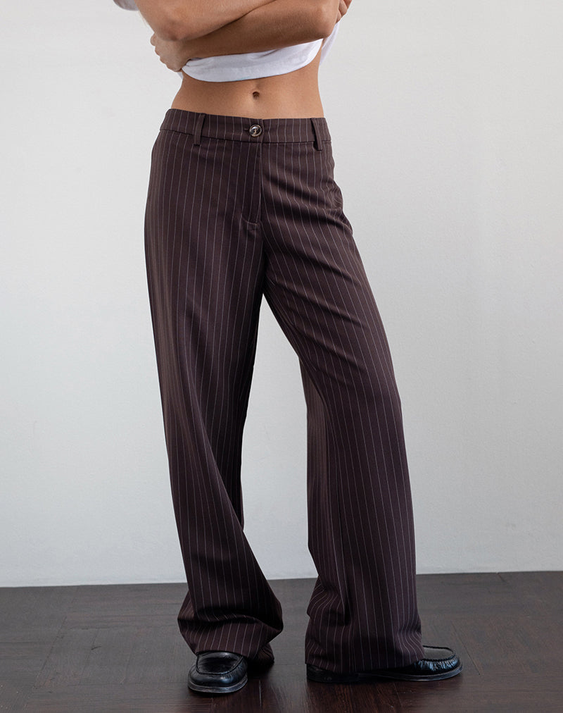 Tatina Smart Trouser in Brown Pinstripe Tailoring