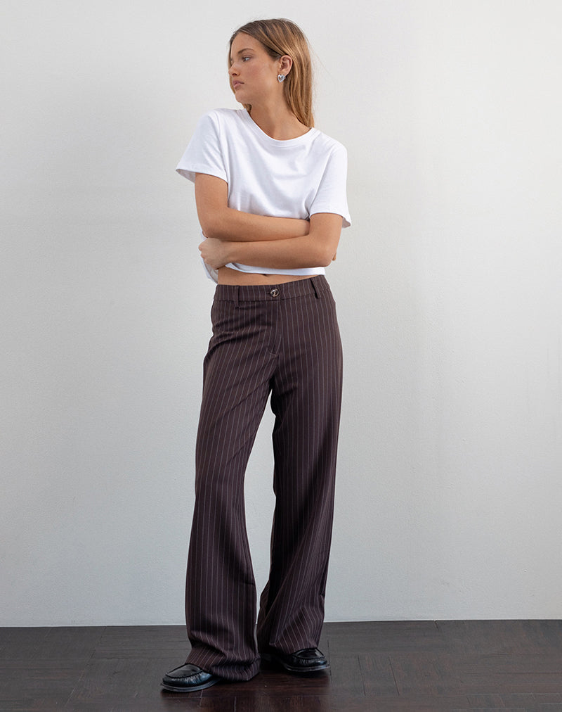 Image of Tatina Smart Trouser in Brown Pinstripe Tailoring