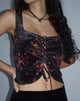 Image of Taula Cropped Corset Top in Rose Cluster Velvet