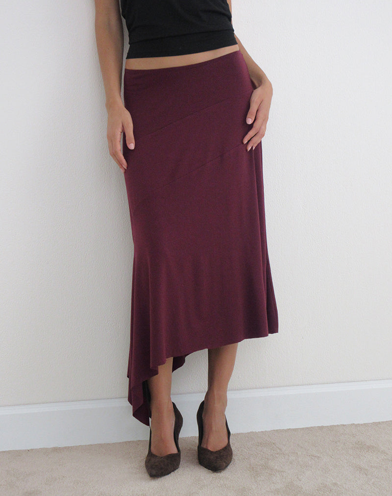 Image of Temisi Midi Skirt in Jersey Dark Plum