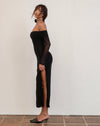 Image of Terika Bardot Long Sleeve Maxi Dress in Mesh Black