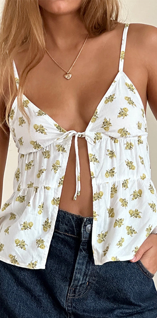 Image of Tezza Top in Funshine Floral Off White