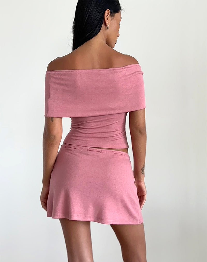 Image of Thalassa Off the Shoulder Top in Dusky Pink Sheer Knit