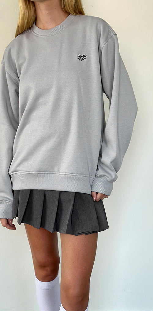 Image of Tillie Sweatshirt in Lunar Rock with Ocean Storm Bow Embroidery