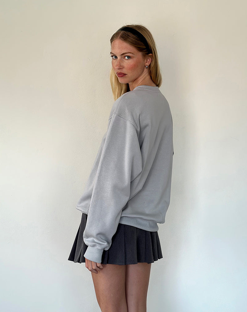 Image of Tillie Sweatshirt in Lunar Rock with Ocean Storm Bow Embroidery