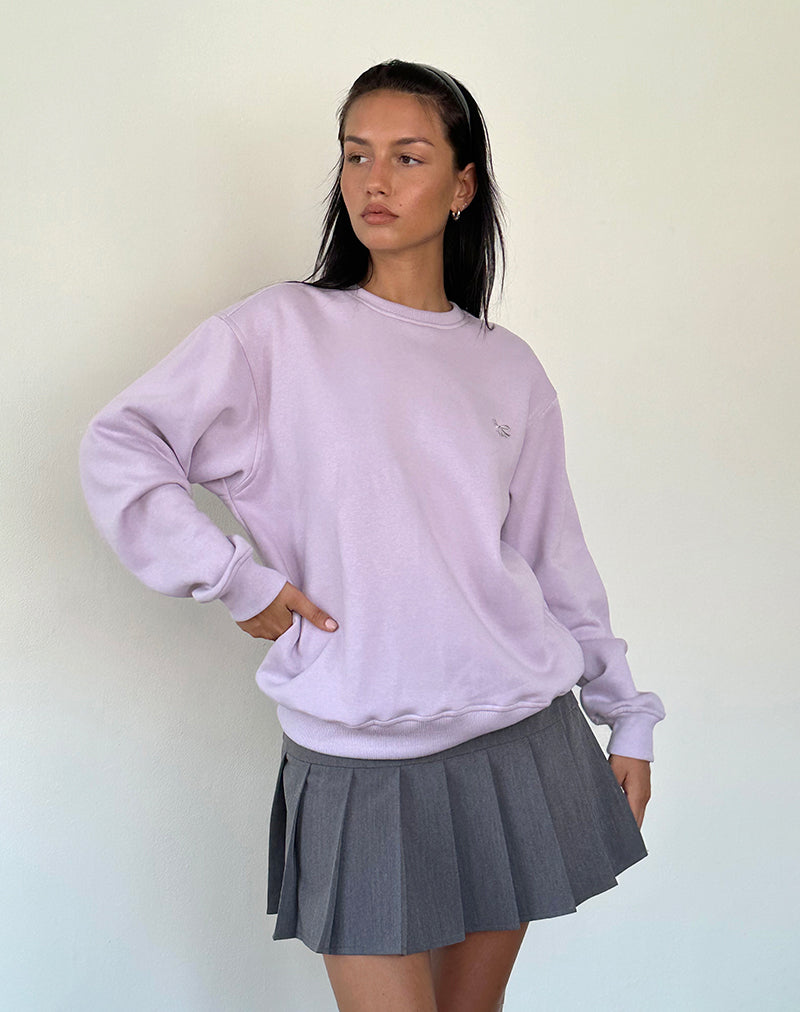 Tillie Jumper in Violet with Grey Bow Embroidery