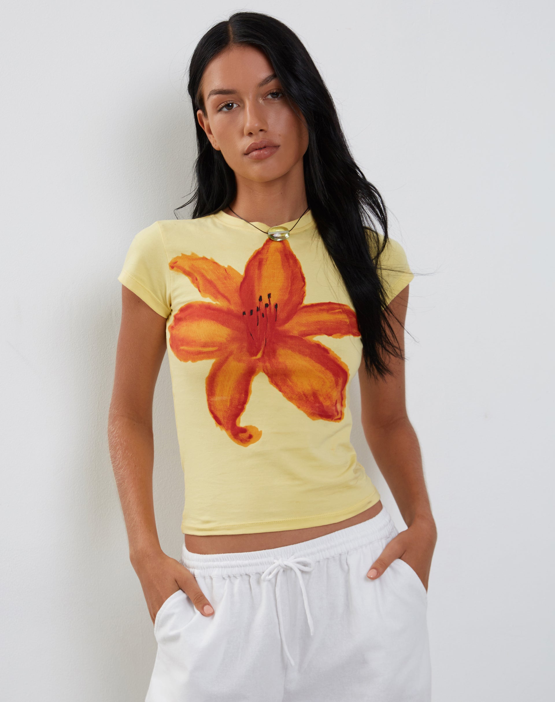 Lemonade with Summer Flower Print Baby Tee | Tiona – motelrocks-com-aus