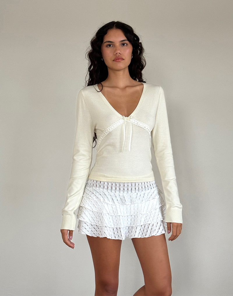 Tirzah Brushed Knit Top in Cream