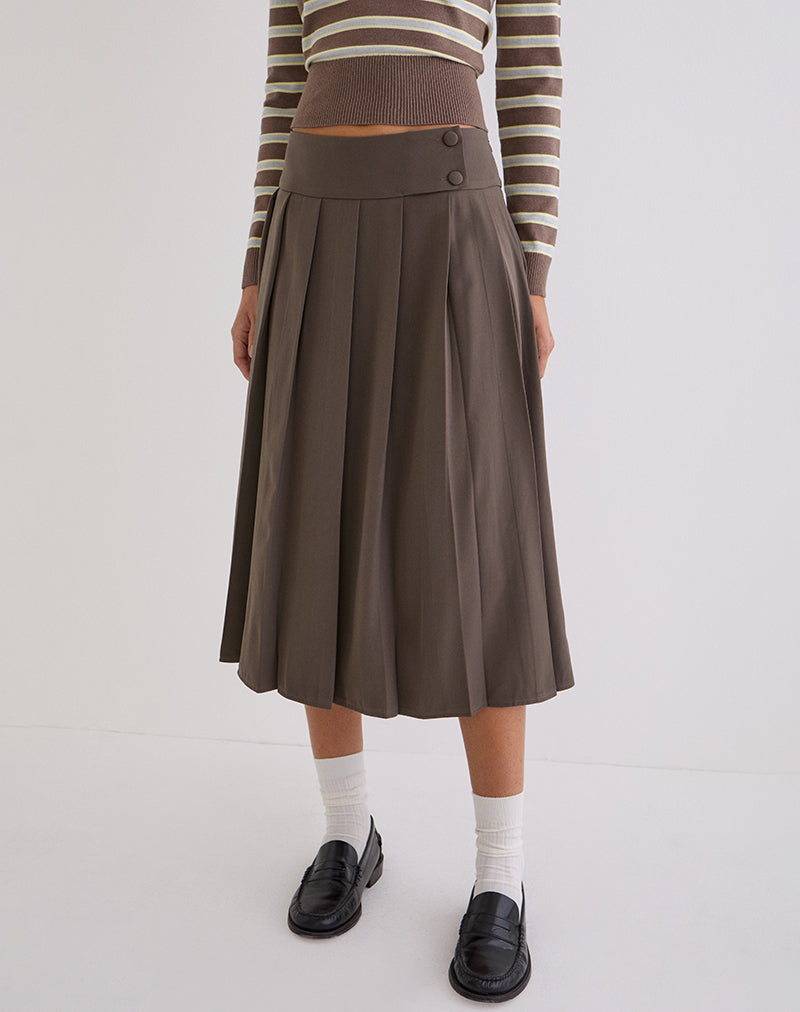 Image of Tisrah Midi Skirt in Truffle