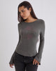 Image of Tiyana Long Sleeve Top in Diamante Flower Dark Grey