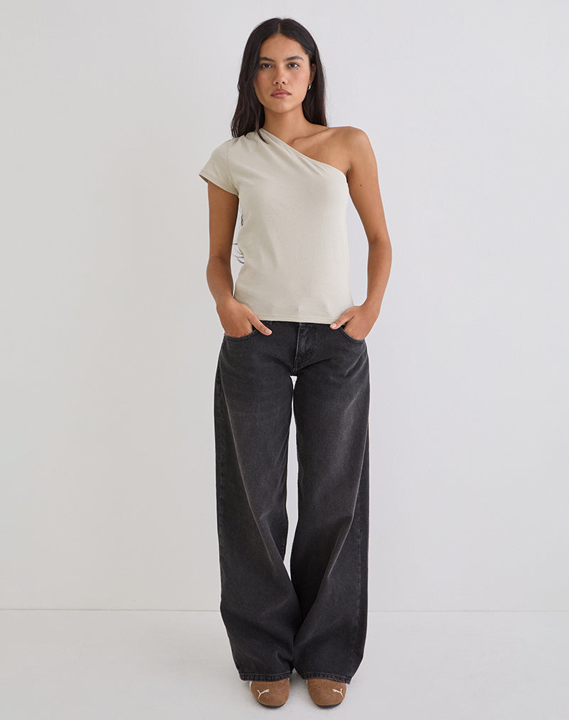 Tokiki One Shoulder Top in Jersey Ecru