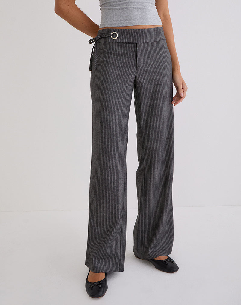 Image of Tova Tie Tailoring Trousers in Pinstripe Grey