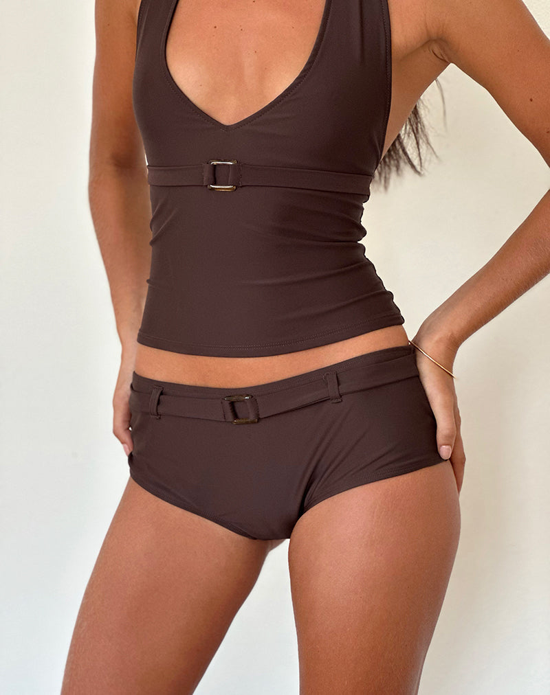 Image of Avi Swim Shorts in Brown with Belt