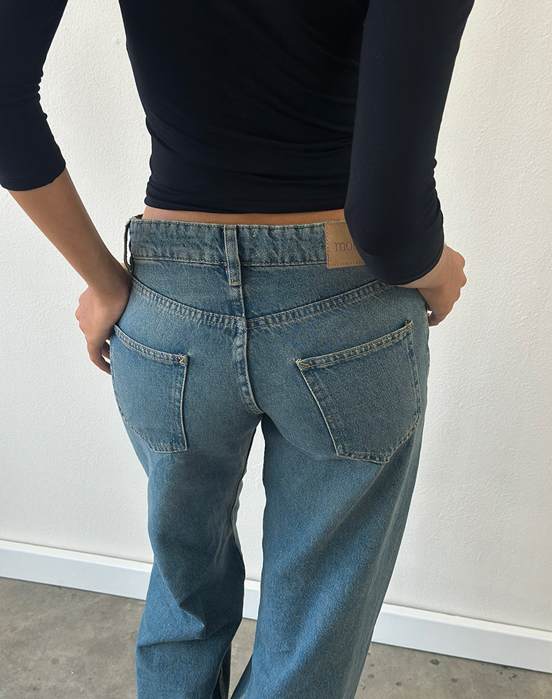 Image of Low Rise Parallel Jeans in Bright Blue