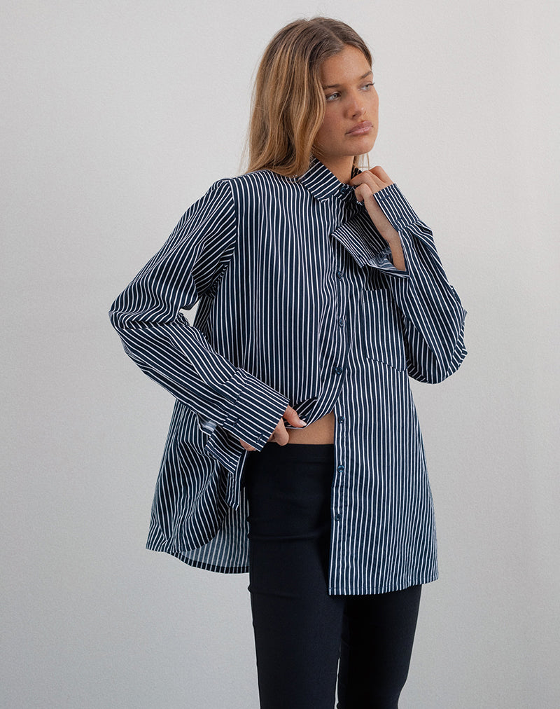 Turner Shirt in Mono Stripe Navy