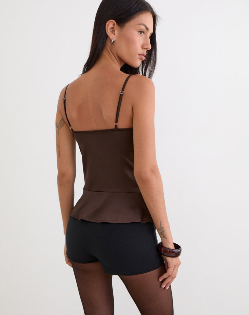 Image of Turuti Cami Top in Satin Dark Brown