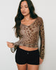 Image of Tyanna Long Sleeve Top in Mesh Large Leopard Brown