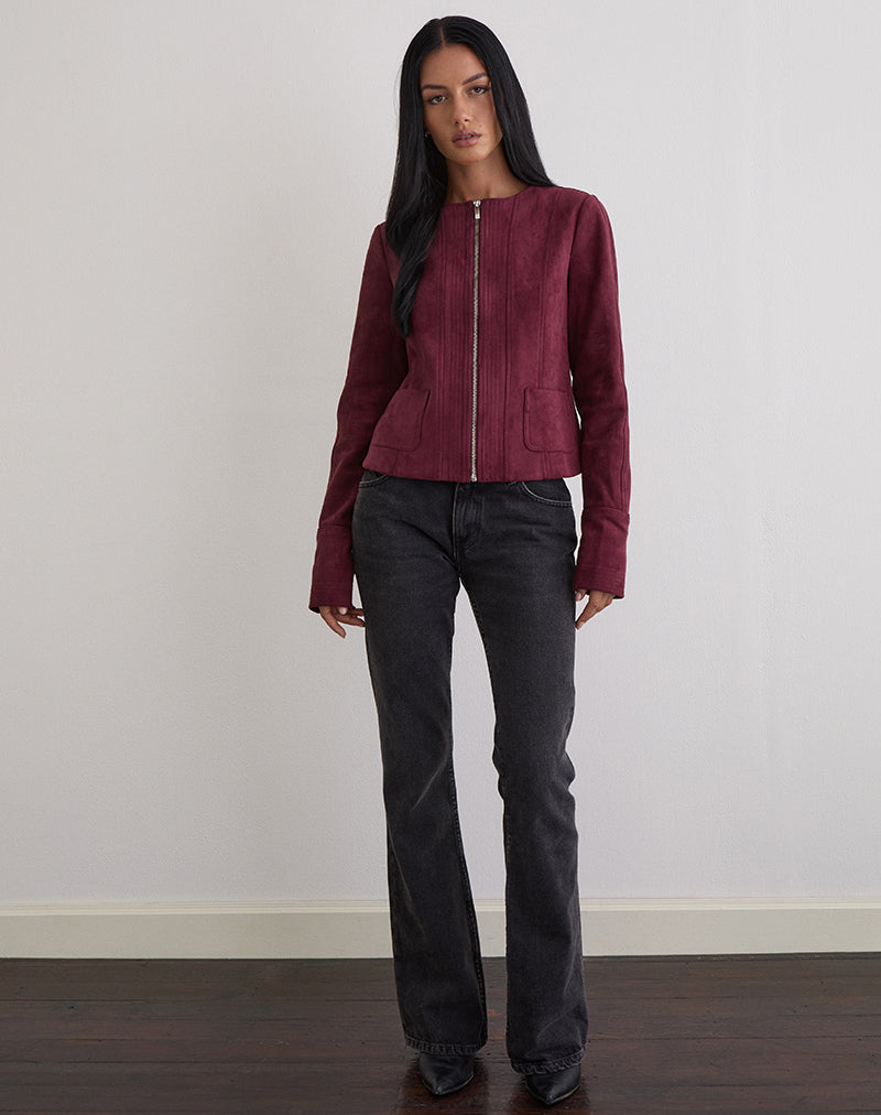 Ukiyo Jacket in Faux Suede Burgundy