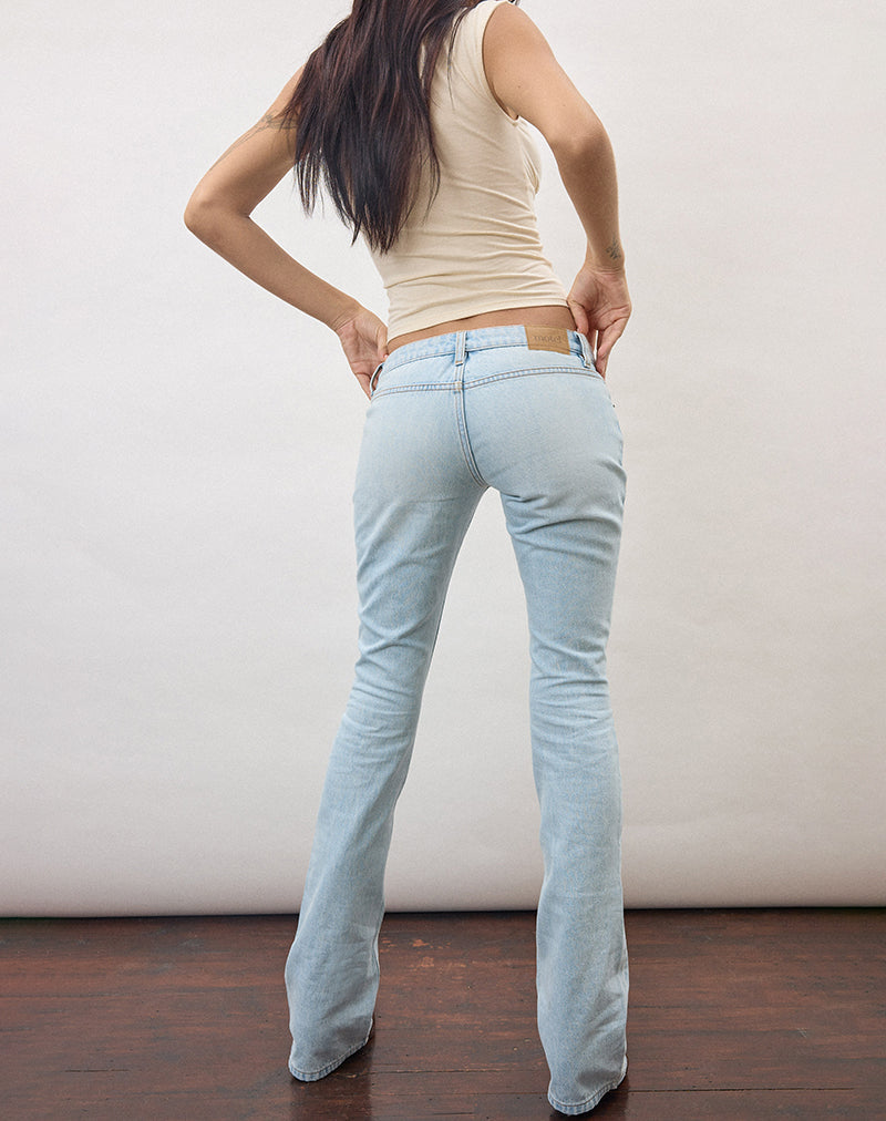 Image of Ultra Low Rise Flare Jean in Sky Blue