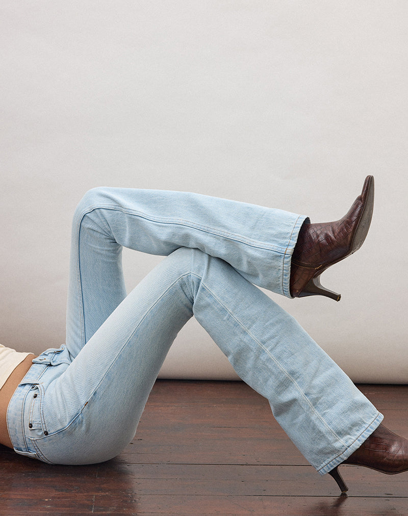 Ultra Low Rise Flare Jean in Sky Blue