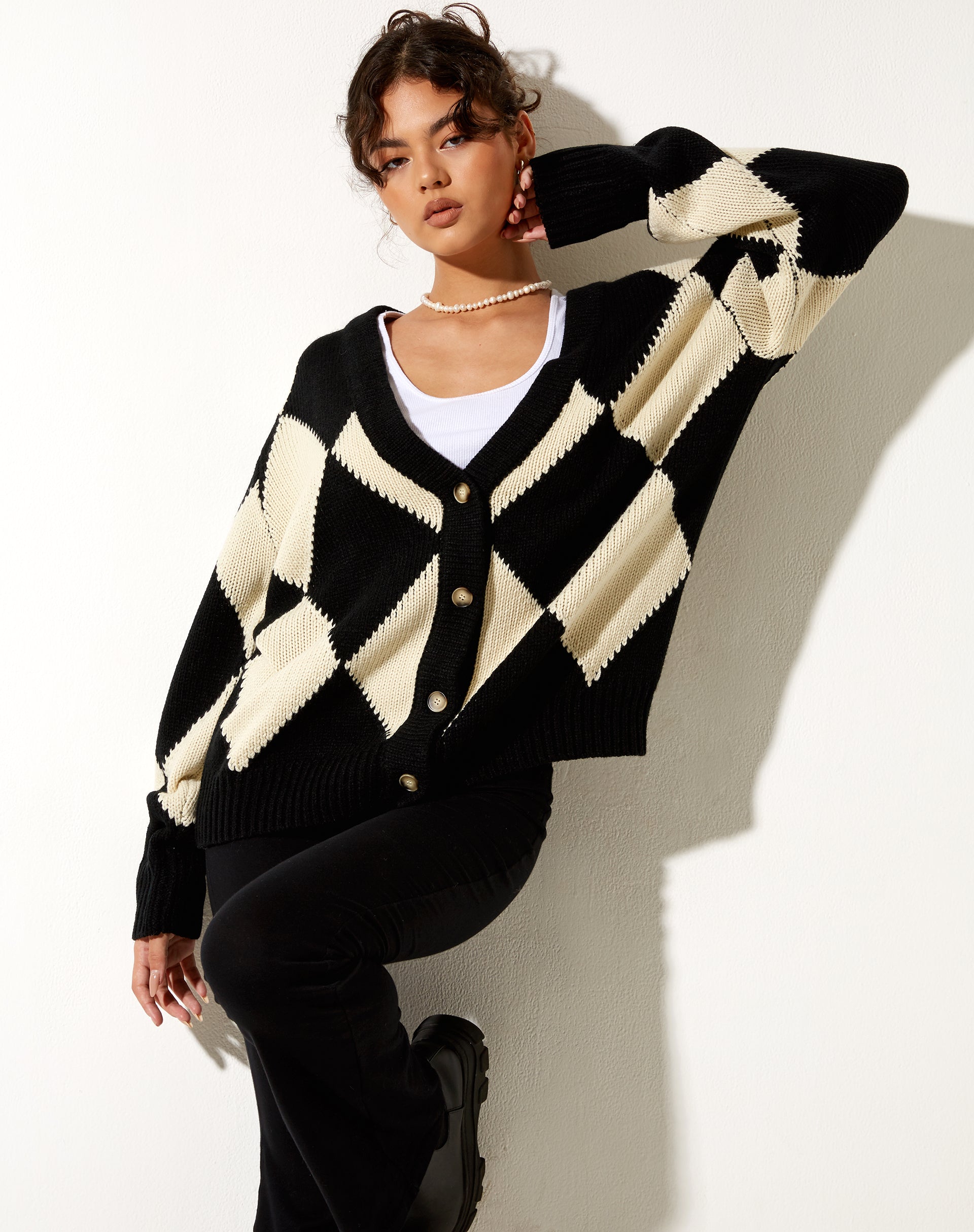 Image of Uriela Cardi in Harlequin Black and Off White